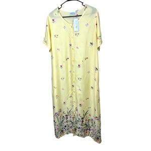 NWT National Floral Button Down Maxi Dress Womens Size L‎